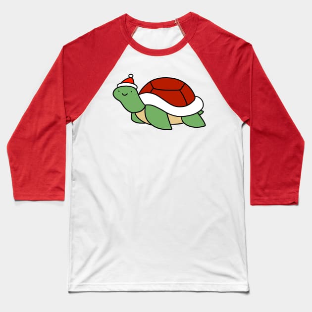 Santa Hat Turtle Baseball T-Shirt by saradaboru